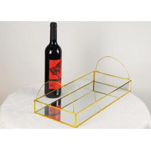 Rectangular glass copper golden cosmetics red wine storage tray handle mirror painting storage box glass greenhouse
