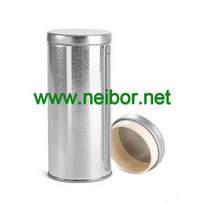 серебряный круглый контейнер олова чая с воздухонепроницаемой пластиковой крышкой уплотнения