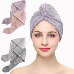 Bamboo Charcoal 25x65cm Hair Turban Towel Wrap For Wet Hair Drying