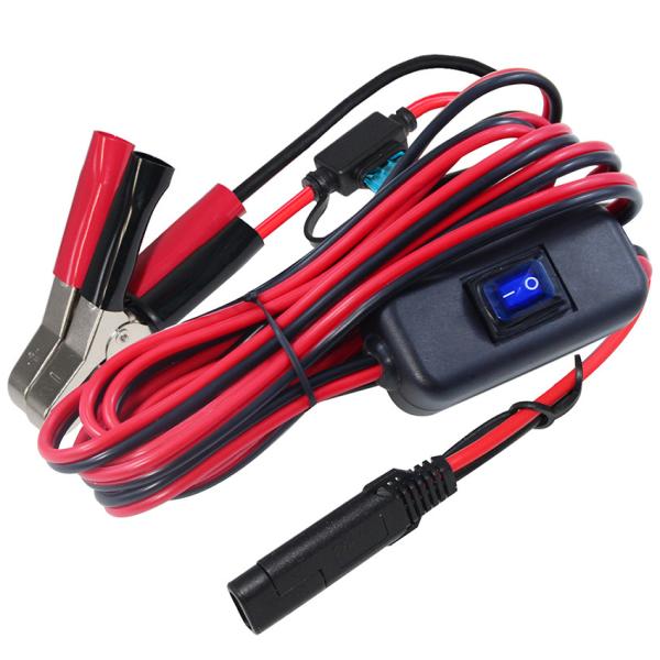 SAE to Alligator Clamp Battery Cable with 30A Fuse and On/Off Switch