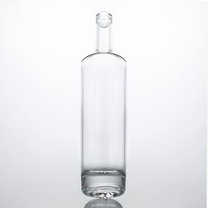 Unique Glass Collar Material Long Neck Spirit Bottle for Whisky Vodka Tequila Gin Rum