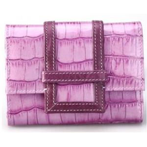 China carteras púrpuras de cuero Cocodrilo-grabadas en relieve de los titulares de la tarjeta de crédito de la mujer supplier