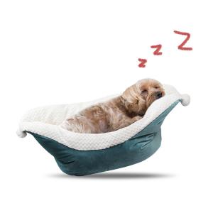 China Boat shape Portable Pet Bed Luxury Furry Dog Bed Washable Calming Bed for Dog and Cat supplier