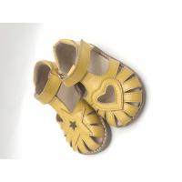 China Yellow Soft Kids Slippers Sandals Mirrored Cowhide Leather Closed Toe Sandals on sale