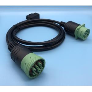 China Green Deutsch 9-Pin J1939 Female to Right Angle OBD2 OBDII Female and J1939 Male Splitter Y Cable wholesale