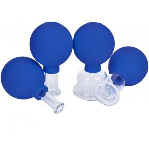 4Pcs/Set Blue Vacuum Cupping Cups PVC Head Glass Suction Body Massage Family Meridian Acupuncture