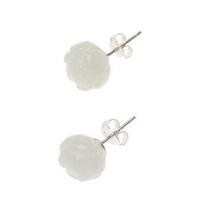 China Sterling Silver 925 Natural Jade Engraved Flowers Stud Earring (TRS30897) supplier