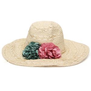 Flower Elegant Floppy Straw Beach Hat Woven Tree Patterns Available