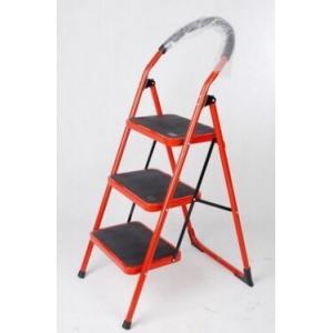 China 3 step ladder tools heavy duty folding home shop super market  domestic matel steel red colour supplier