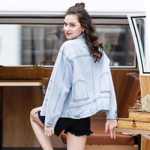 China Spring Summer Sequin Nail Bead Loose Denim Jacket For Women supplier