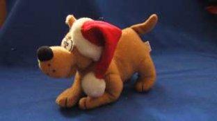 OEM Custom Plush Toy Cute Dog Wearing Santa Hat with Logo Printing or Embroidery