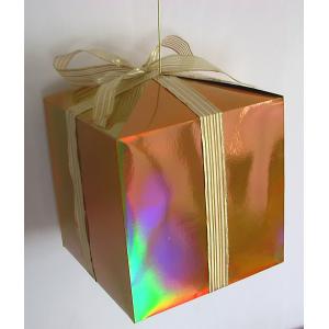 China Shopping Mall Christmas Decorations Golden Gift Box with Yellow Strip for Children supplier