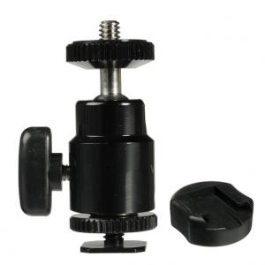 Photo Studio Universal 1/4"-20 Camera Accessory Mount to Hot or Cold Shoe with Mini Ball Head