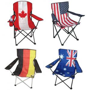 China Customizable Logo Countries Flag Printed Folding Metal Camping Beach Chair Wholesale Factory Aluminum Foldable supplier
