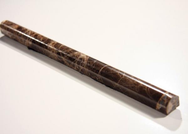 12" Dark Emperador Marble Pencil Rail 19 MM Thick with Exposed Finish