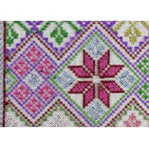 China Multi Colored Cross - Stitched Embroidery Lace Fabric From Schiffli Lace Machine supplier