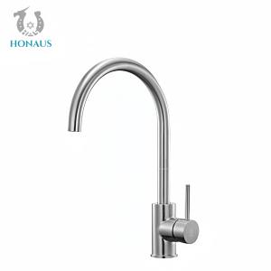 Brushed Surface Stainless Steel Kitchen Faucet Cold Hot Water Long Lasting Anti Splash Deck Mounted
