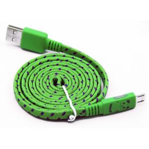 China Cable de datos plano del micrófono USB2.0 con brillar intensamente de la panda y la malla de la tela wholesale