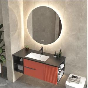 good plywood Melamine Cabinet Red Timber Vanity Bathroom Cabinet ISO9001