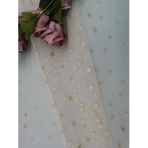 Metallic Star Shape Tulle Mesh Fabric Women Dress Foil Printing Coating