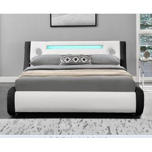 Modern LED Upholstered Bed Queen Size Platform Bed Frame With Speakers