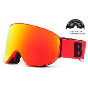 China Red Color Ski Goggles High Clear Vision Dual Layer Polycarbonate Lens Material supplier