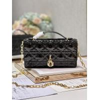 China Branded Lady Dior Patent Clutch Small Pearl Black Flip Closure on sale