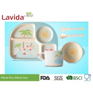 China Utensílios de mesa de bambu inquebráveis Eco das crianças - colher/forquilha amigáveis da caneca do teste padrão do verão supplier