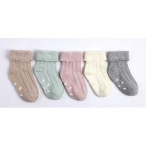 China Customed color knitted cute embroidery Kids Cotton Socks supplier