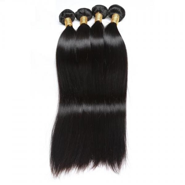 High Grade Virgin Human Hair Bundles Extensions , Silky Smooth Straight Hair 12