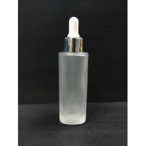 China 50ml Square Glass Cosmetic Dropper Bottles / Frosted Essential Oil Bottles Skincare Packaging wholesale