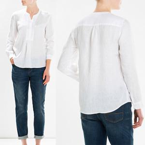 Simple White Pure Muslimah Linen Blouse Women Ladies