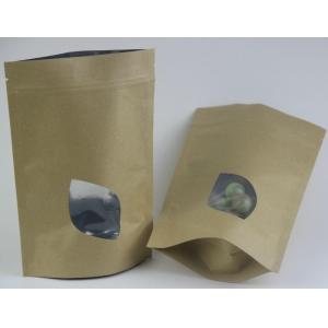 China Kraft Brown Paper Tea Bag Foil Lined With Window / Stand Up Green Tea Pouch Zip supplier