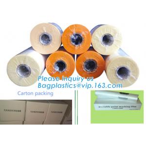China Crepe paper tape masking film, Pre-folded Plastic Film Reel, Pre-taped Plastic bulk roll, hot sale car paint window pr supplier