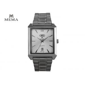 White Dial Men'S Rectangular Wrist Watches , Mens Silver Metal Watch For Work