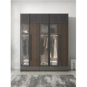 5 Star Hotel Melamine Wood Furniture Simple Sliding Wardrobe With Transparent Doors
