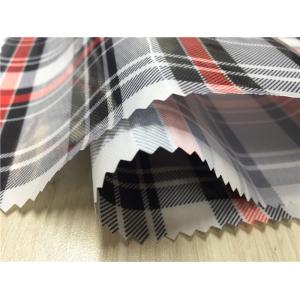 China Yarned Dyed Fabric Synthetic Leather Fabric 0.4mm Transparent With Red / Black Grid supplier