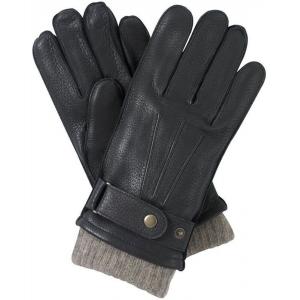 Wholesale custom deer skin leather wool lined black tight leather gloves with Belt