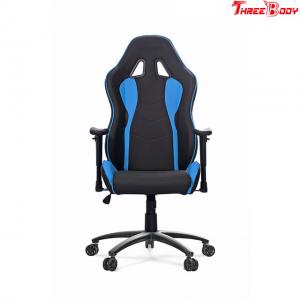 China Swivel Black And Blue Leather Gaming Chair With Lumbar Support System supplier