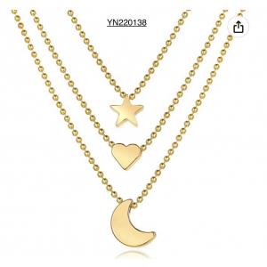 Star Moon Love Pendant Necklace Trendy Stacking Gold Necklaces