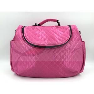 China Pink Satin Quilted Tote Diaper Bags With Strap Easy Carry Big Capacity supplier