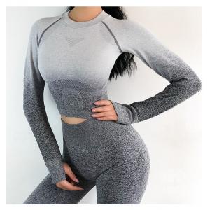China Ombre Seamless Women's Yoga Apparel / Women Gym Clothing Gradient Leggings+Long sleeve Top supplier