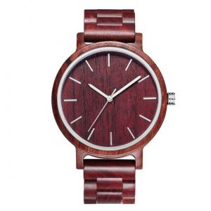 Red Sandal Wooden Quartz Watch Custom Logo High Durability For Gift