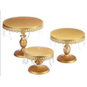 China Golden 16cm Height Metal Wedding Cake Stand , Anti Rust Wedding Cake Plate wholesale