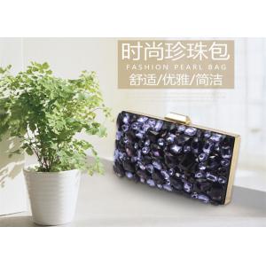 Flower Gemstone Ladies Evening Clutch Bags Purse Purple Color Acrylic