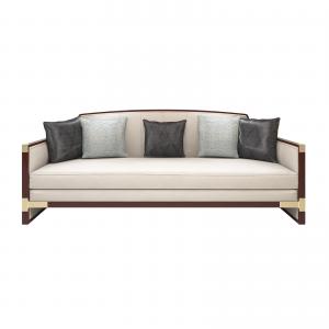 Hotel Lobby furniture modern Chinese style Solid wood Sofa set used Grey fabric cloth seating