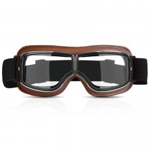 Anti Scratch Motocross Racing Goggles Pilot Leather Riding Glasses Scooter ATV Off Road Dust Proof Eyewear