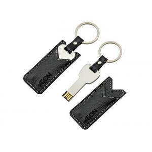 Fast Speed 8g Usb Memory Stick , Black Leather Usb Stick With Embossed Logo