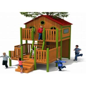 China Small Wooden Playground Set Little Wooden Playhouse With Slide Toddler supplier