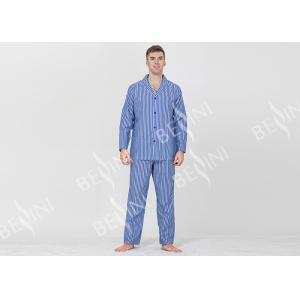 China Yarnd Dyed Striped Mens Luxury Sleepwear With Button Through Shirt And Long Pants supplier